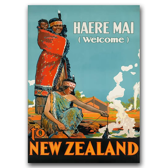 Plakat vintage na płótnie Nowa Zelandia A1 Vintageposteria