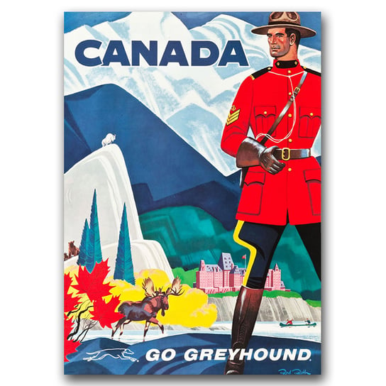 Plakat vintage na ścianę Canada Go Greyhound A1 Vintageposteria