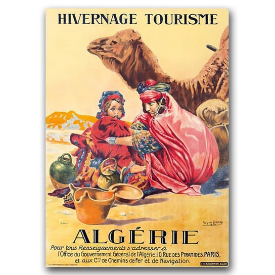 Plakat vintage na ścianę do salonu Algieria A1 Vintageposteria