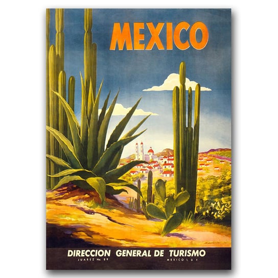 Plakat vintage na ścianę do salonu Meksyk A2 Vintageposteria