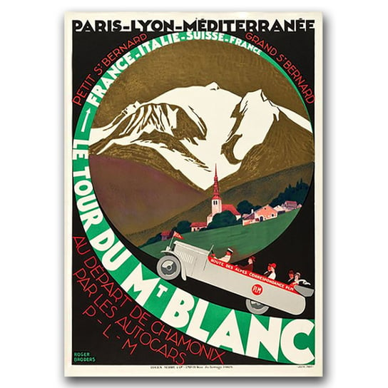 Plakat vintage na ścianę do salonu Mount Blanc A1 Vintageposteria