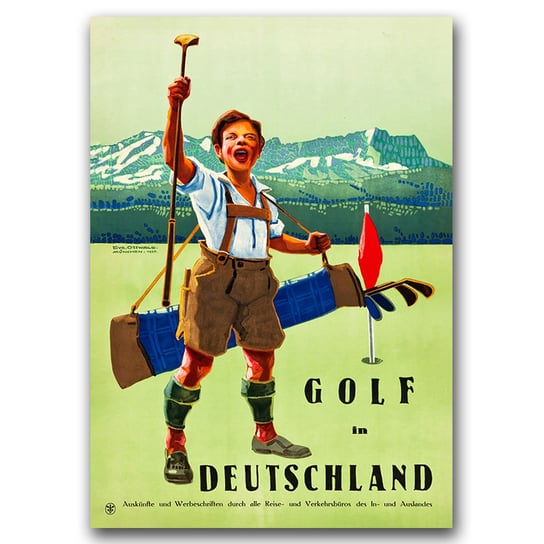 Plakat vintage na ścianę do salonu Niemcy Golf A1 Vintageposteria