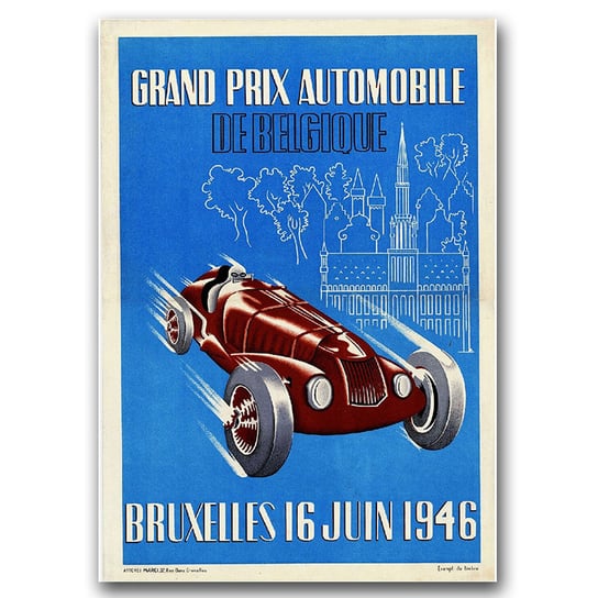 Plakat vintage na ścianę Grand Prix Belgi A1 Vintageposteria