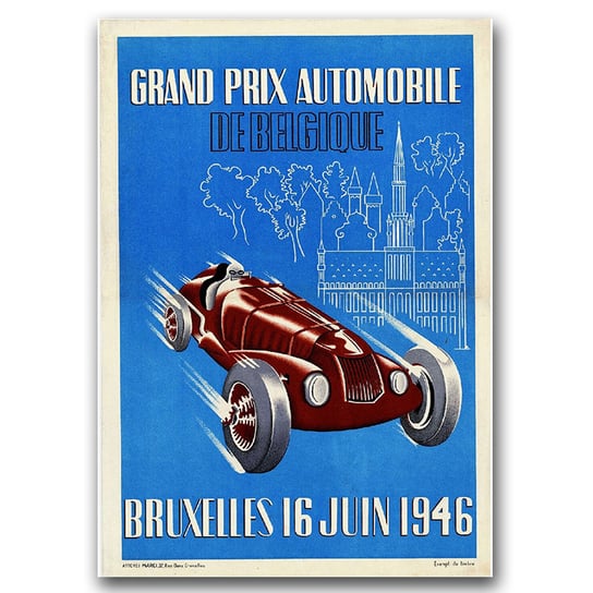 Plakat vintage na ścianę Grand Prix Belgi A3 Vintageposteria