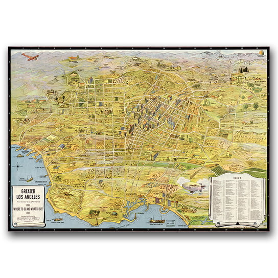 Plakat vintage na ścianę Stara mapa Los Angeles A2 Vintageposteria