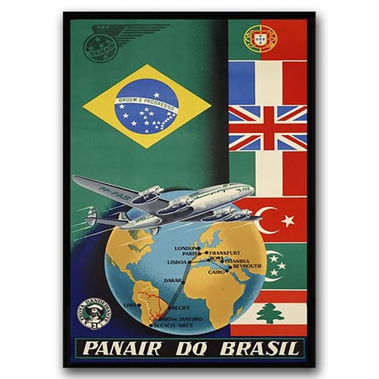 Plakat vintage Panair do Brazil Airline A1 Vintageposteria