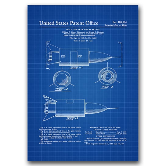 Plakat vintage Patent na pojazd kosmiczny A1 Vintageposteria