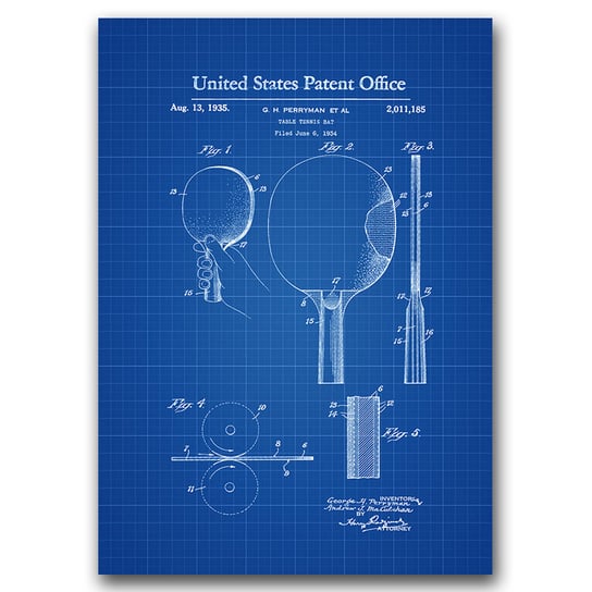 Plakat vintage Patent na wiosło Ping Pong A1 Vintageposteria