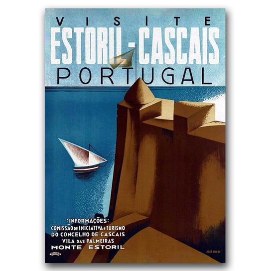 Plakat vintage Portugalia Estoril Cascais A2 Vintageposteria