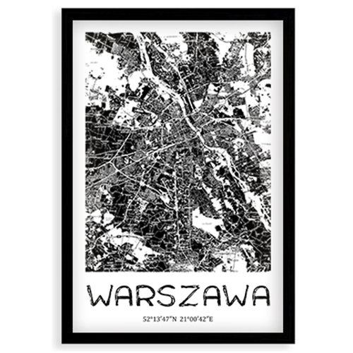 Plakat w czarnej ramce Mapa Warszawy, 50x70 cm Empik Foto