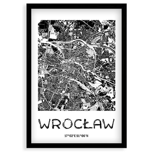 Plakat w czarnej ramce Mapa Wrocławia, 30x40 cm Empik Foto