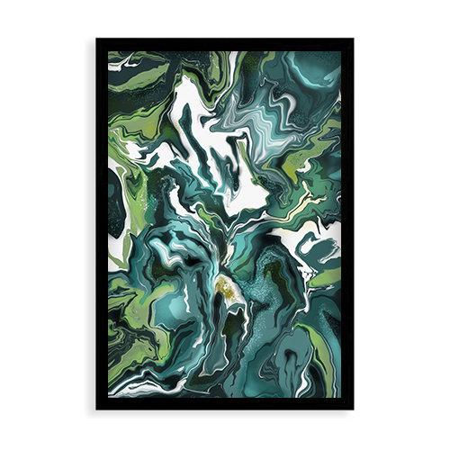 Plakat w czarnej ramce Marmurkowy zielony, 30x40 cm Empik Foto