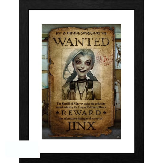 Plakat w ramce LEAGUE OF LEGENDS - "Jinx Wanted" (30x40 cm) League of Legends