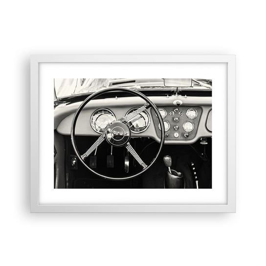 Plakat w ramie Arttor Marzenie kolekcjonera - 40x30 cm - Plakat w białej ramie - Samochód, Vintage, Motoryzacja, Podróż, Czarno-Biały - P2WAA40x30-4853 ARTTOR