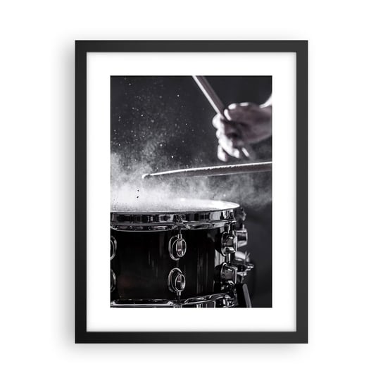 Plakat w ramie Arttor Puls muzyki - 30x40 cm - Plakat w czarnej ramie - Muzyka, Instrument Muzyczny, Werbel, Perkusja, Czarno-Biały - P2BPA30x40-4313 ARTTOR