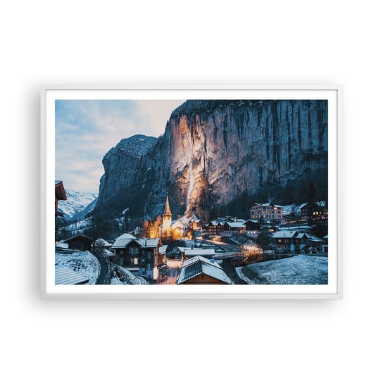 Plakat w ramie Arttor Świetlisty duch zimy - 100x70 cm - Plakat w białej ramie - Krajobraz, Szwajcaria, Alpy, Architektura, Podróże - P2WAA100x70-4834 ARTTOR