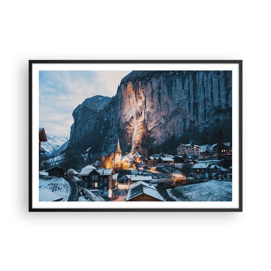 Plakat w ramie Arttor Świetlisty duch zimy - 100x70 cm - Plakat w czarnej ramie - Krajobraz, Szwajcaria, Alpy, Architektura, Podróże - P2BAA100x70-4834 ARTTOR