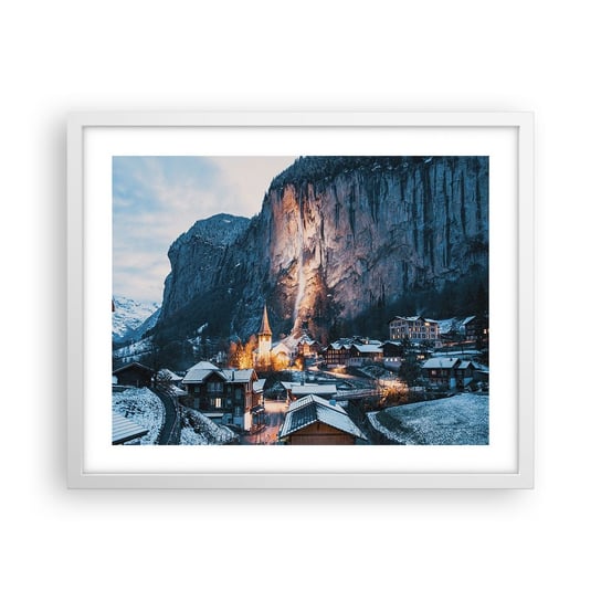 Plakat w ramie Arttor Świetlisty duch zimy - 50x40 cm - Plakat w białej ramie - Krajobraz, Szwajcaria, Alpy, Architektura, Podróże - P2WAA50x40-4834 ARTTOR