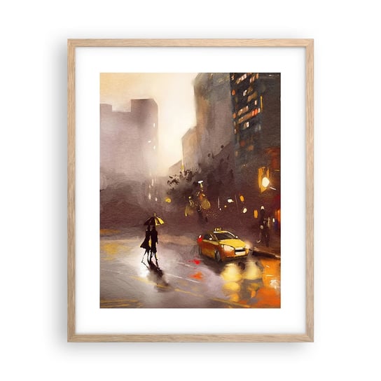Plakat w ramie Arttor W światłach Nowego Jorku - 40x50 cm - Plakat w ramie jasnego dębu - Nowy Jork, Manhattan, Architektura, Miasto, Nocne Życie - P2NPA40x50-4298 ARTTOR