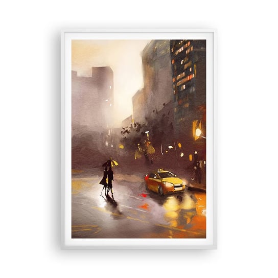 Plakat w ramie Arttor W światłach Nowego Jorku - 70x100 cm - Plakat w białej ramie - Nowy Jork, Manhattan, Architektura, Miasto, Nocne Życie - P2WPA70x100-4298 ARTTOR