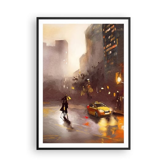 Plakat w ramie Arttor W światłach Nowego Jorku - 70x100 cm - Plakat w czarnej ramie - Nowy Jork, Manhattan, Architektura, Miasto, Nocne Życie - P2BPA70x100-4298 ARTTOR