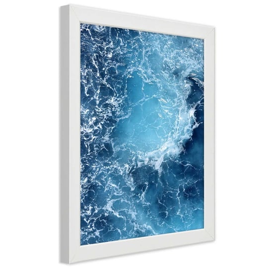 Plakat w ramie białej, Błękitne morskie fale 30x45 Feeby