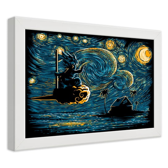 Plakat w ramie białej, Dragon ball a la Van Gogh 45x30 Feeby