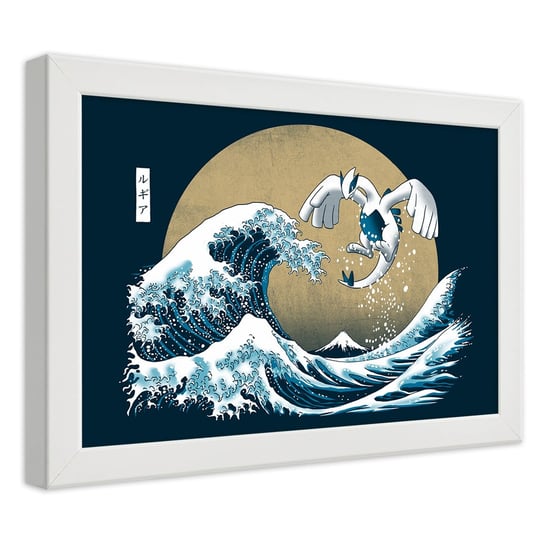 Plakat w ramie białej, Fala tsunami - japoński motyw 30x20 Feeby