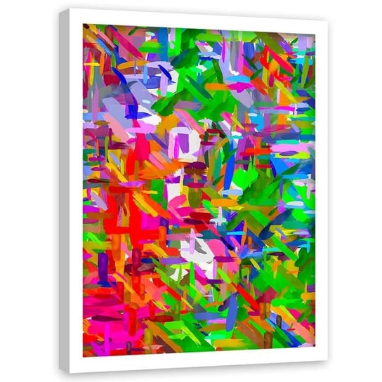 Plakat w ramie białej FEEBY Abstrakcja kolory, 40x60 cm Feeby