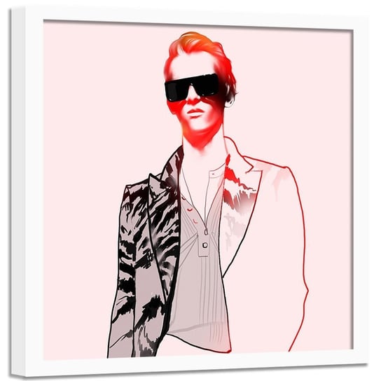 Plakat w ramie białej FEEBY Abstrakcyjny portret mężczyzny, 40x40 cm Feeby