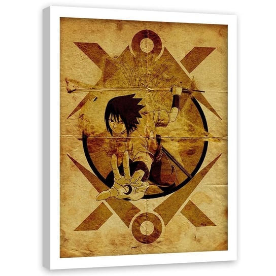 Plakat w ramie białej FEEBY, Anime wojownik z mieczem, 70x100 cm Feeby