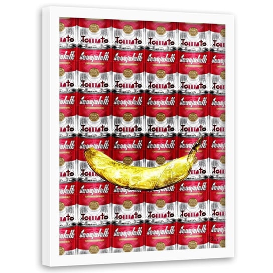 Plakat w ramie białej FEEBY Banan i puszki, 40x60 cm Feeby