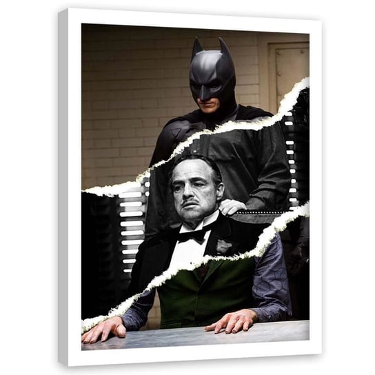 Plakat w ramie białej FEEBY, Batman i ojciec chrzestny kolaż, 50x70 cm Feeby