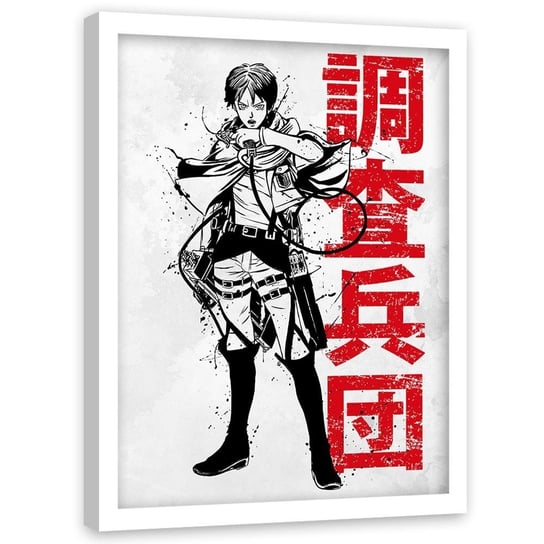 Plakat w ramie białej FEEBY Bohaterka anime, 40x60 cm Feeby