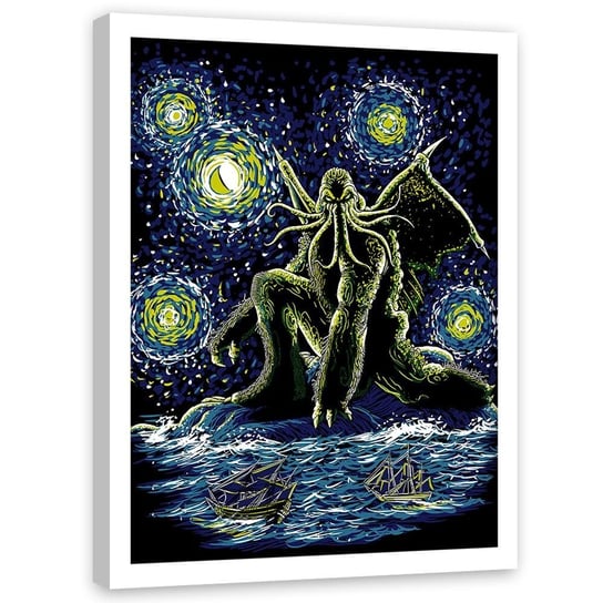 Plakat w ramie białej FEEBY Cthulhu, 40x60 cm Feeby