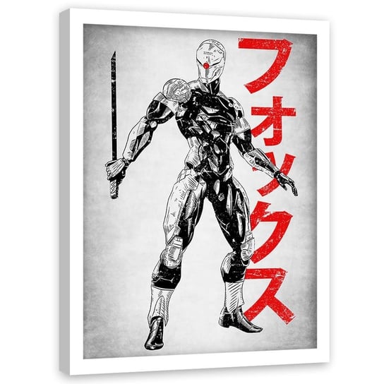 Plakat w ramie białej FEEBY Cyborg z mieczem, 70x100 cm Feeby