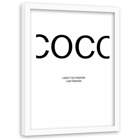 Plakat w ramie białej FEEBY Cytat Coco Channel, 40x60 cm Feeby