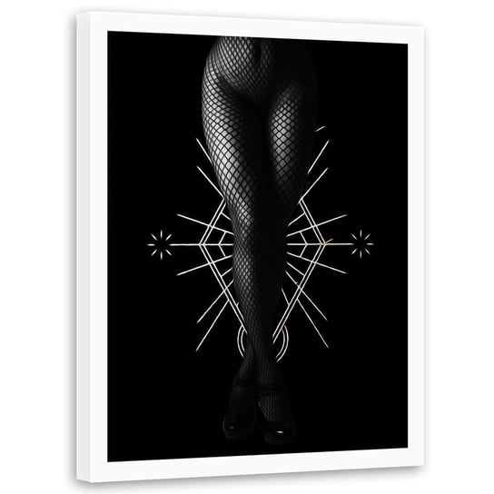 Plakat w ramie białej FEEBY Czarne pończochy, 40x60 cm Feeby