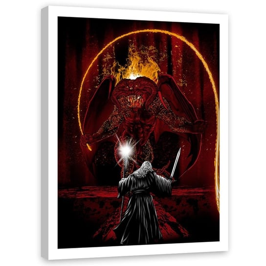 Plakat w ramie białej FEEBY Czarodziej i demon, 50x70 cm Feeby