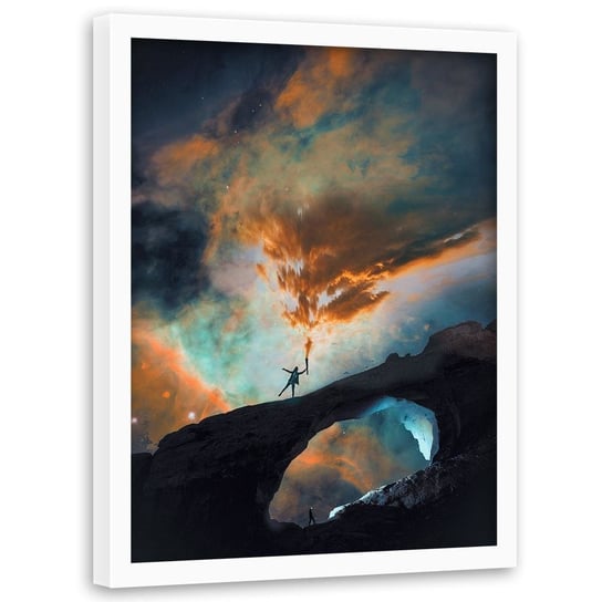 Plakat w ramie białej FEEBY Człowiek i chmury, 40x60 cm Feeby