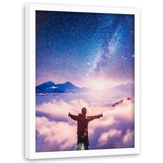 Plakat w ramie białej FEEBY Człowiek i galaktyka, 50x70 cm Feeby