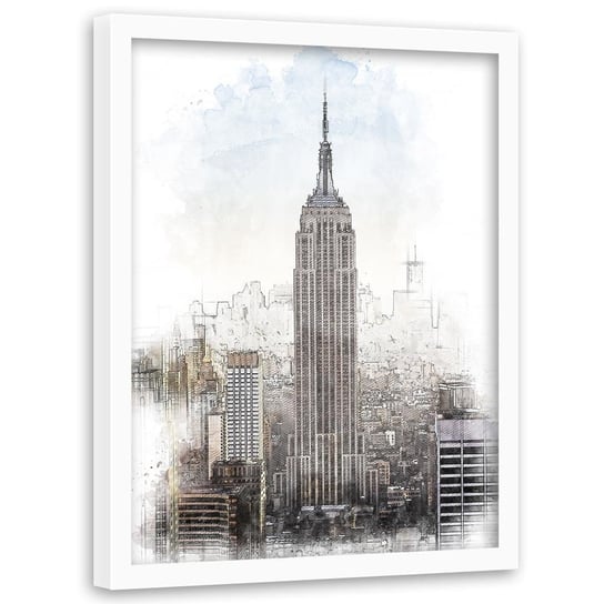 Plakat w ramie białej FEEBY Empire State Building, 50x70 cm Feeby