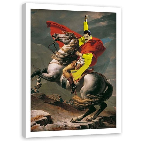 Plakat w ramie białej FEEBY, Freddie Marcury na koniu, 40x60 cm Feeby