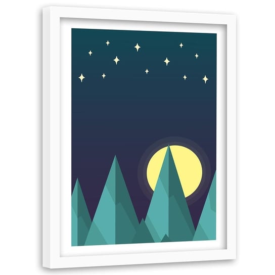 Plakat w ramie białej FEEBY Geometryczny krajPlakat leśny z gwiazdami, 40x60 cm Feeby