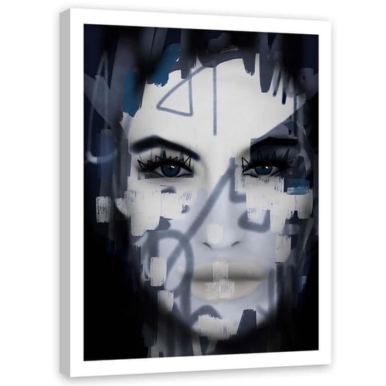 Plakat w ramie białej FEEBY Kobiece spojrzenie abstrakcja, 40x60 cm Feeby