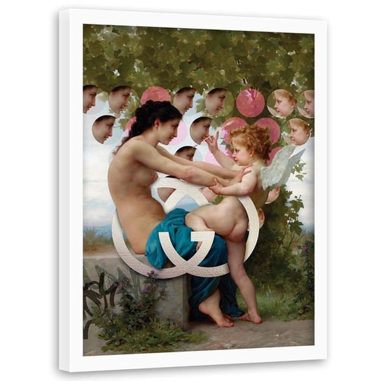 Plakat w ramie białej FEEBY Kobieta z amorem, 40x60 cm Feeby