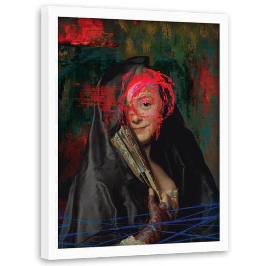 Plakat w ramie białej FEEBY Kobieta z wachlarzem, 50x70 cm Feeby