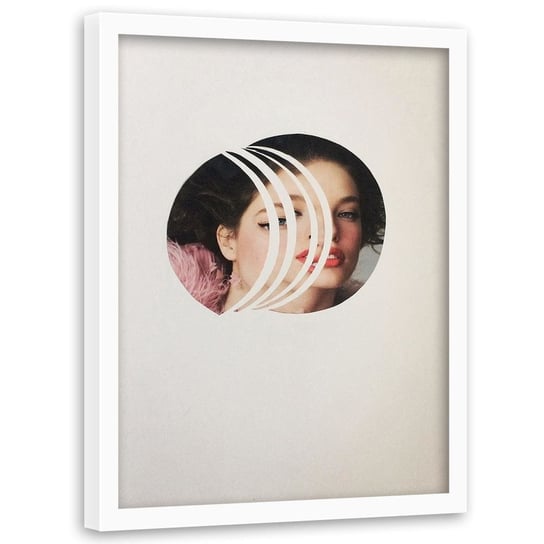Plakat w ramie białej FEEBY Kolaż portret kobiety, 40x60 cm Feeby