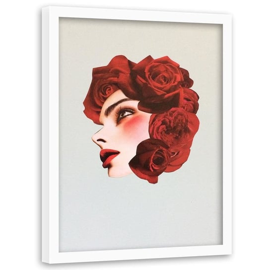Plakat w ramie białej FEEBY Kolaż z czerwonymi różami, 40x60 cm Feeby