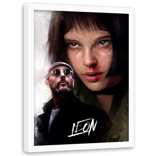 Plakat w ramie białej FEEBY Leon i Matylda, 40x60 cm Feeby